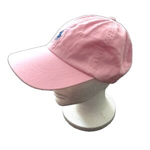 POLO Ralph Lauren Cotton Chino Ball Cap One Size Pink Pony Logo Leather Strap